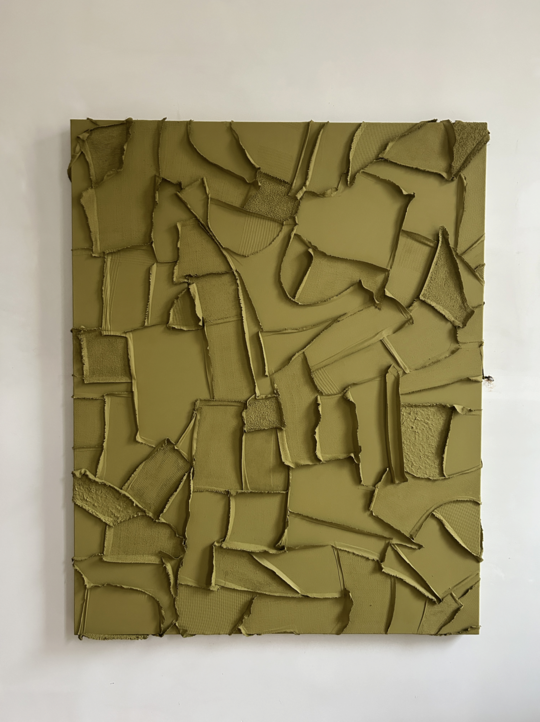 Mixed fabrics with acrylic moss green